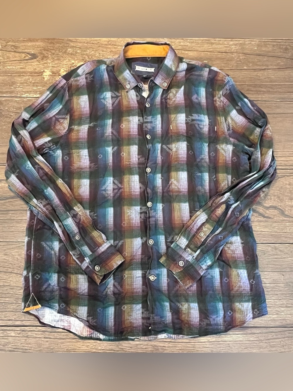 32 Bar Blues Western Button Down Shirt Mens Large